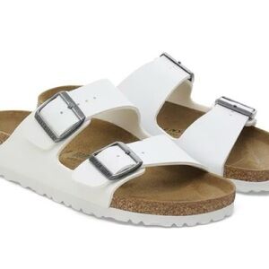 White Sandals with Silver Buckles